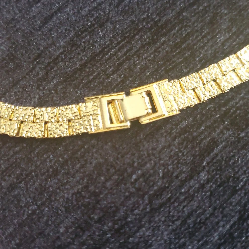 Vintage Gold plated Flat 20 Inch Nugget Textured Necklace
